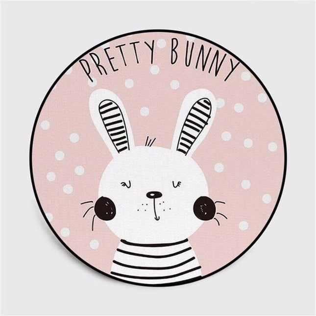 Lyserødt rundt tæppe med kanin til baby
