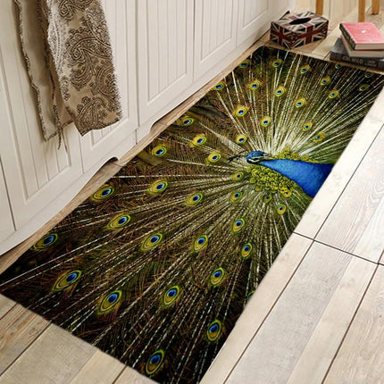 Aflang løber med flot påfuglemotiv