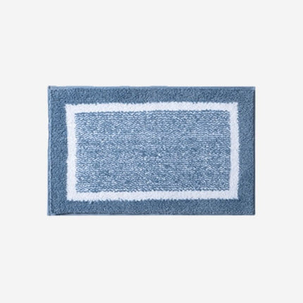 Absorberende blå dørmåtte med hvid kant