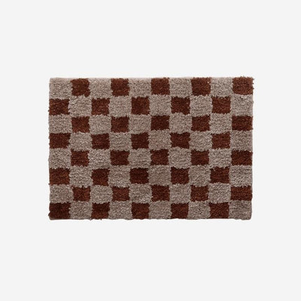 Vintage dørmåtte med brunt skaktern