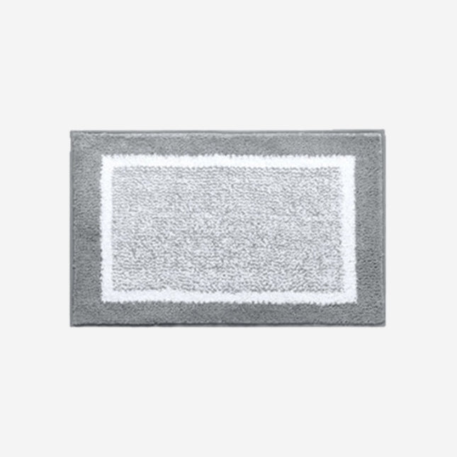 Praktisk grå dørmåtte med hvid kant