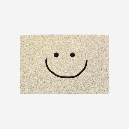 Sjov beige dørmåtte med smiley