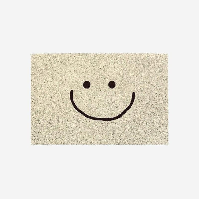 Sjov beige dørmåtte med smiley