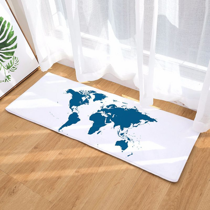 Design gulvtæppe med verdenskort silhuet