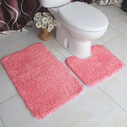 Lyserødt bademåttesæt til toilet