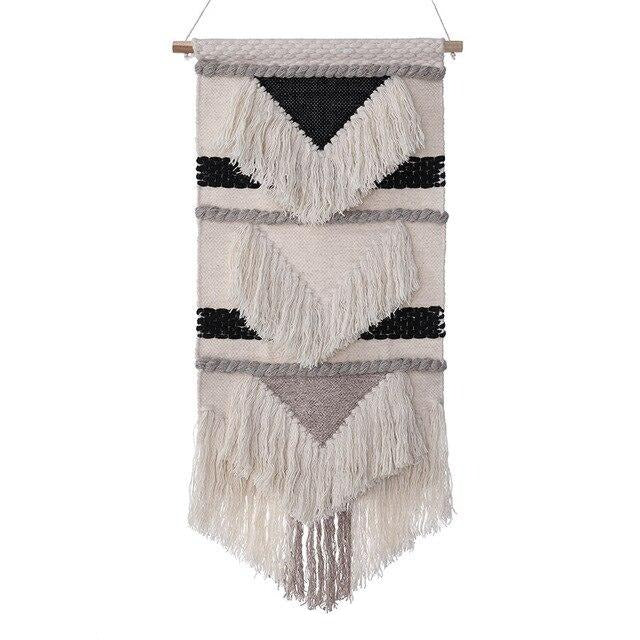Stort vægtæppe med frynser design
