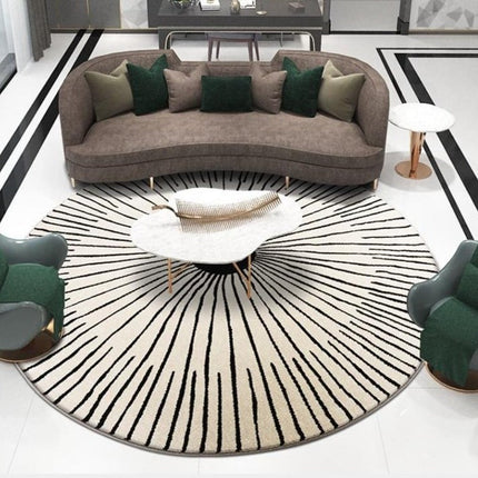 Stort rundt gulvtæppe til stuen