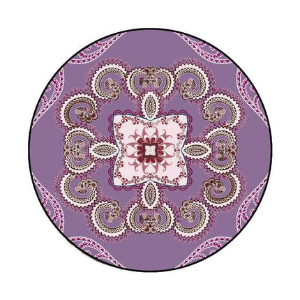 Stort rundt lilla gulvtæppe