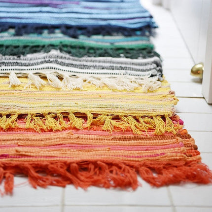 Farverigt kludetæppe til entréen