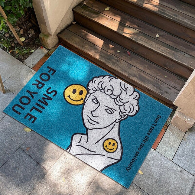 Moderne design dørmåtte med statue