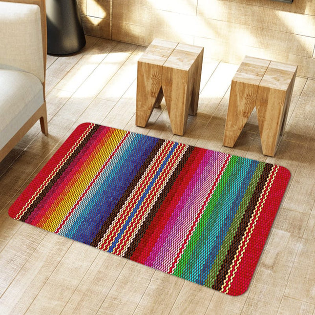 Flerfarvet dørmåtte med stribet design