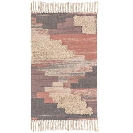 Lille lyserødt tæppe med frynser