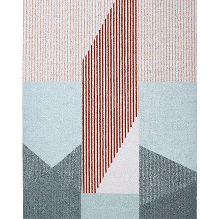 Skandinavisk tæppe med grå blå røde striber