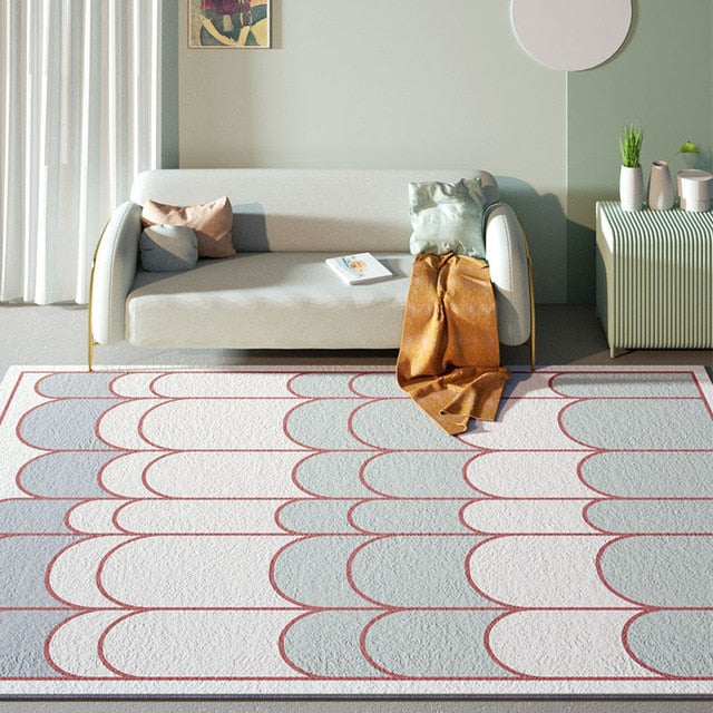 Moderne tæppe med blå og hvide buer