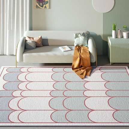 Moderne tæppe med blå og hvide buer