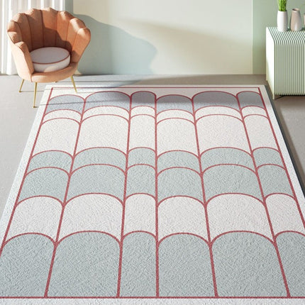 Moderne tæppe med blå og hvide buer