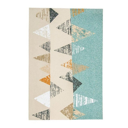 Flerfarvet skandinavisk geometrisk gulvtæppe