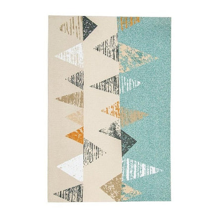 Flerfarvet skandinavisk geometrisk gulvtæppe