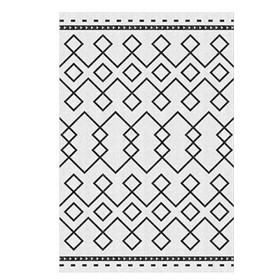 Skandinavisk gulvtæppe i sort og hvid