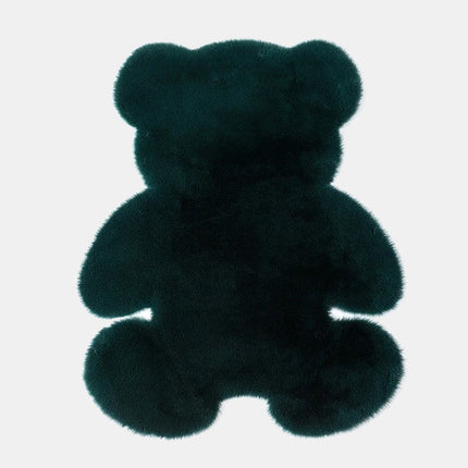 Skovgrønt bamseformet tæppe i imiteret pels