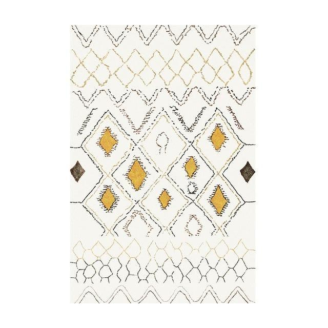 Tyndt hvidt berbertæppe med gult