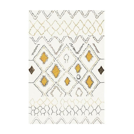 Tyndt hvidt berbertæppe med gult