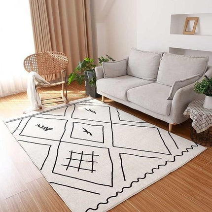 Råhvidt bomuldsgulvtæppe i berber stil