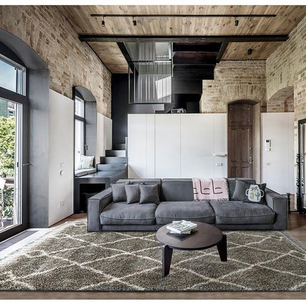 Mørkegråt gulvtæppe i berber stil