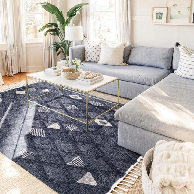 Sort berbertæppe i uld til stuen