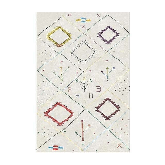 Hvidt berbertæppe med zen-mønster