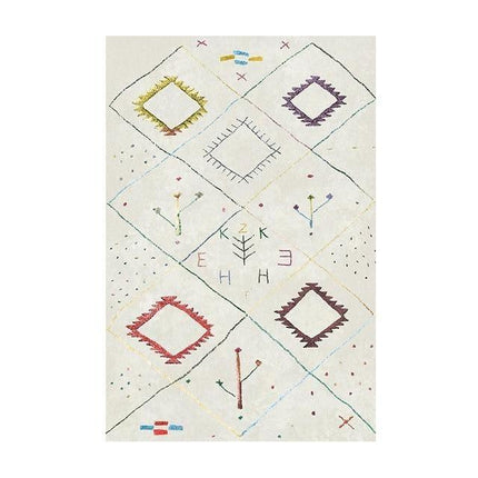 Hvidt berbertæppe med zen-mønster