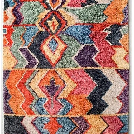 Flerfarvet berbertæppe med høj luv