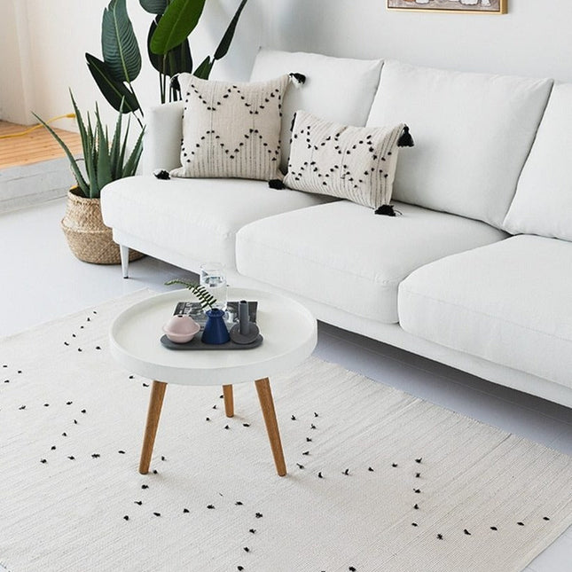 Hvidt berbertæppe til fodenden af sengen