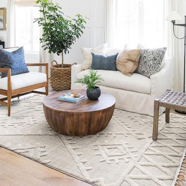 Fladvævet gulvtæppe i berber stil