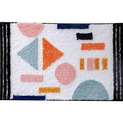 Absorberende hvid bademåtte med figurer