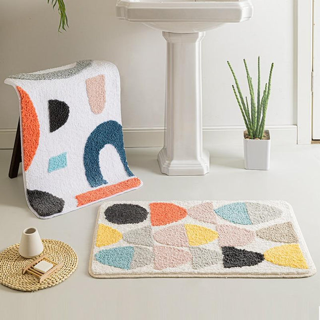 Bademåtte med kunstnerisk abstrakt design