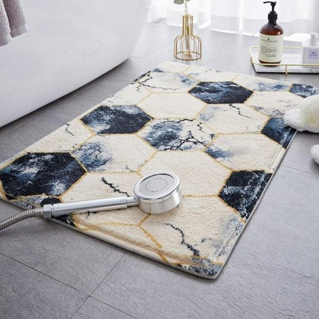 Bademåtte med hexagon marmor mønster