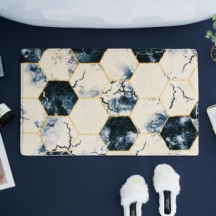 Bademåtte med hexagon marmor mønster