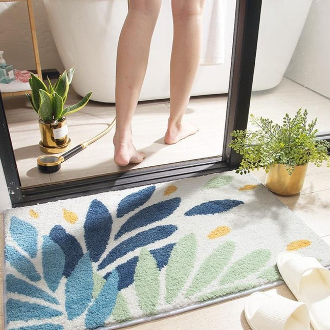 Skridsikker bademåtte med botanisk bladmotiv