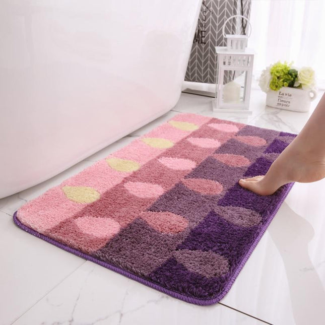 Moderne bademåtte i pink og lilla