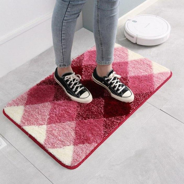 Rød og hvid ternet bademåtte