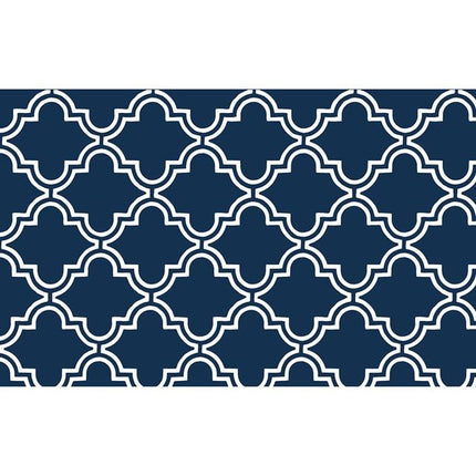 Marineblå køkkenmåtte med marokkansk mønster