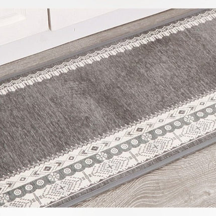 Antracitgrå køkkenløber med dekorativ kant