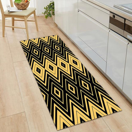 Sort og gul køkkenmåtte geometrisk