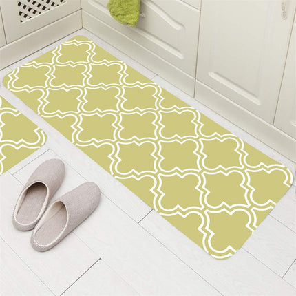 Anisgrøn køkkenmåtte med hvidt mønster