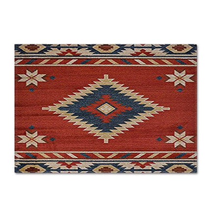 Rødt og beige tæppe til stuen