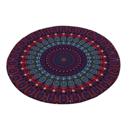 Rundt lilla gulvtæppe med mønster