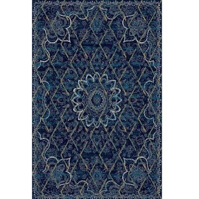 Mørkeblåt design gulvtæppe med mandala