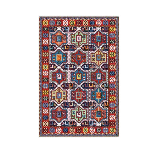 Farverigt etnisk tæppe til stuen