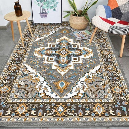 Gulvtæppe med gult og gråt mønster